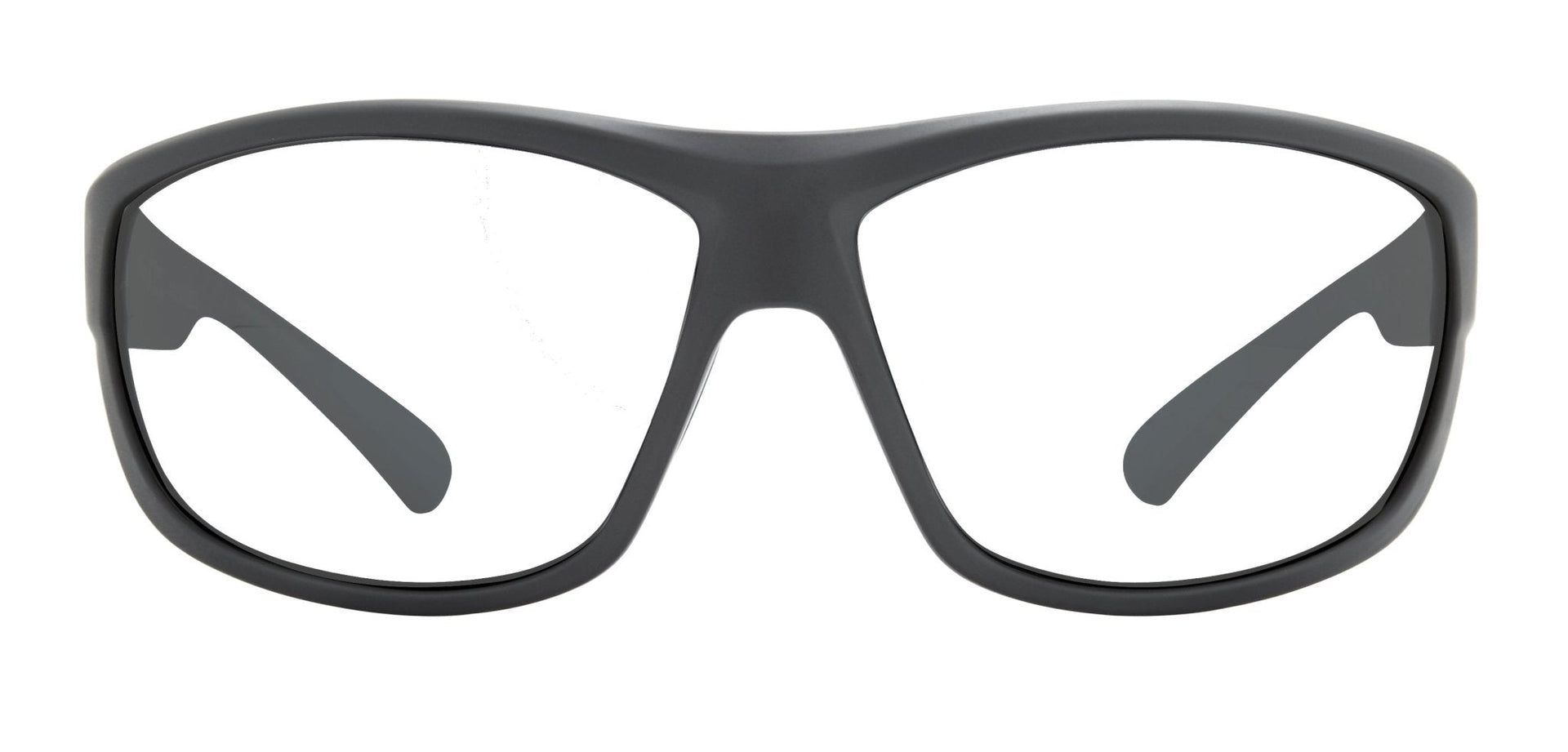 Prescription sunglasses with black sport wrap frame