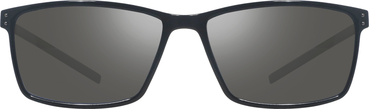 Caspar sunglasses with slim black frame and gray gradient lenses, front view.