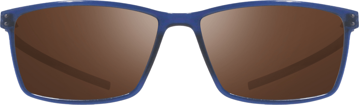 Caspar sunglasses in blue frame with brown gradient lenses, front view.