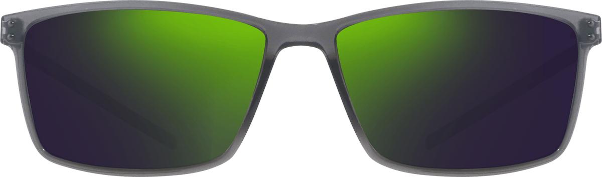 Caspar sunglasses with gray translucent frame and green gradient lenses, front view