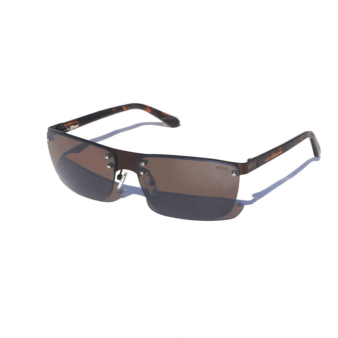 Lex tortoiseshell sunglasses with brown lenses and metal temple accents.
