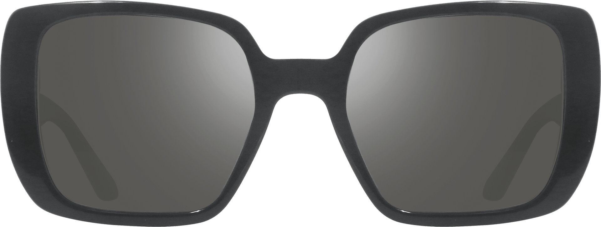 Black sunglasses with dark lenses on a white background