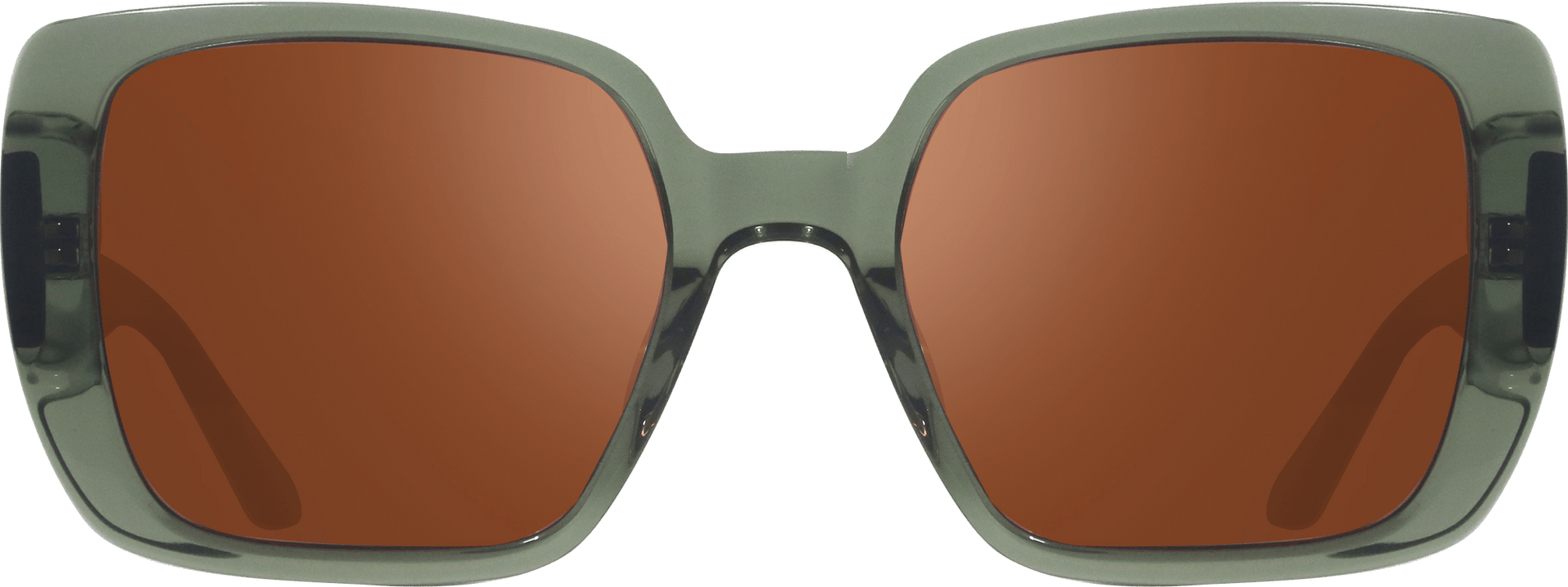 Sunglasses with brown lenses and green frame