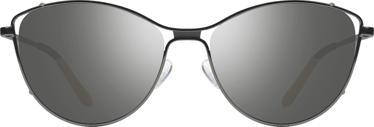 Sunglasses with dark lenses and thin metal frame on a transparent background
