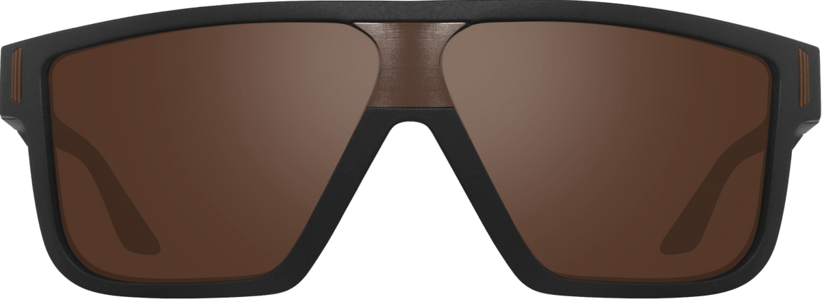 Left side profile of Blaze sunglasses with brown lenses and dark frame