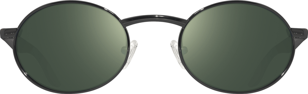 Vintage Oval sunglasses with round crystal lenses and a slim black metal frame
