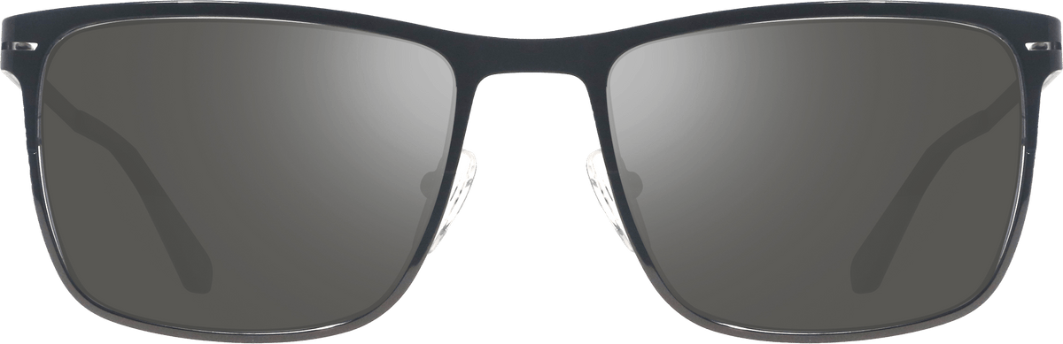 Roman sunglasses with flat metal frame and dark gray lenses seen from the front.