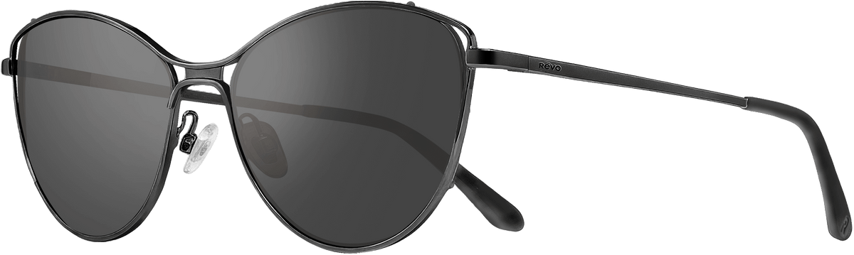 Sunglasses with dark lenses and thin metal frame on a transparent background