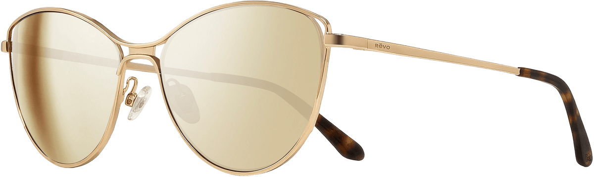 Gold sunglasses with tortoiseshell arms on a transparent background
