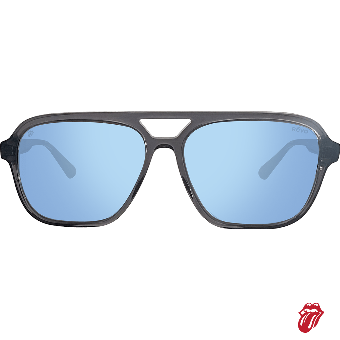Undercover tortoiseshell frame sunglasses with blue mirrored lenses and a triangular brow bar cutout